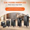 VEVOR 5 in 1 Professional Makeup Train Case Aluminum Cosmetic Case, Rolling Makeup Case Extra Large Trolley Makeup Travel Organizer, with 360 Swivel Wheels & Adjustable Pull Rod, Black view 3