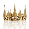 Royal Queen King Opal Crown Round Crown For Birthday Cosplay Homecoming Party Halloween Decoration (Large Size 7.28" Diameter, Dark Gold With Black Stone) view 1
