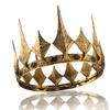 Royal Queen King Opal Crown Round Crown For Birthday Cosplay Homecoming Party Halloween Decoration (Large Size 7.28" Diameter, Dark Gold With Black Stone) view 2