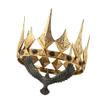 Royal Queen King Opal Crown Round Crown For Birthday Cosplay Homecoming Party Halloween Decoration (Large Size 7.28" Diameter, Dark Gold With Black Stone) view 3