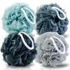 MTDLYICE Loofah Sponge XXL-100g 4 Pack, Bath Sponge Soft Mesh Shower Puff Loofah for Men, Exfoliating Body Scrubber for Women, Shower Accessories (Blue Gray) view 1
