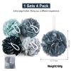 MTDLYICE Loofah Sponge XXL-100g 4 Pack, Bath Sponge Soft Mesh Shower Puff Loofah for Men, Exfoliating Body Scrubber for Women, Shower Accessories (Blue Gray) view 3