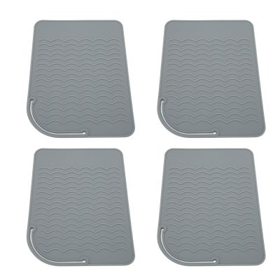 4Pcs Heat Straightener, Corrugated Design Heat Straightener Mat 4Pcs Soft Silicone Heat Straightener Pad for Hair Straighteners, Heat