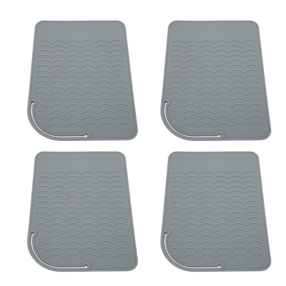 4Pcs Heat Straightener, Corrugated Design Heat Straightener Mat 4Pcs Soft Silicone Heat Straightener Pad for Hair Straighteners, Heat