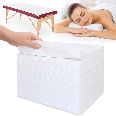 Disposable Bed Sheets 100 Pcs 31" x 71" Massage Table Sheets Non Woven Fabric SPA Bed Cover Breathable for Massage Beauty Tattoos, Spa, Beauty Salon Soft, Skin-friendly Disposable Sheet (White)
