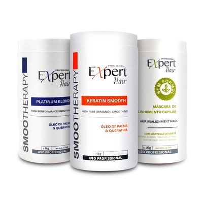 Expert Hair Botox Kit - Anti-Frizz, Thermo-Active, Natural Look - Keratin Treatment for Smoothing and Frizz Control, 3x 1kg/35.3 oz