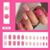 24Pcs SquarePress on Nails Short Cute Flowers Fake Nails Spring Pink Gradient False Nails Glossy Full Cover Acrylic Nails Reusable Natural Stick on Nails with Glue for Women DIY Manicure Decoration view 2