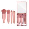 NinthAvenue Basics Portables Travel Makeup Brush Set, 5pcs Mini Complete Function Cosmetic Brushes Kit with Brush Case Built-in Mirror, Portable Cosmetics Brushes for Eyeshadow, Powder, Foundation, pink view 1