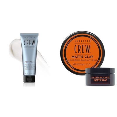 AMERICAN CREW Men's Fiber Cream, Like Hair Gel with Medium Hold & Natural Shine, 3.3 Fl Oz & Men's Hair Matte Clay, Like Hair Gel with Medium/High Hold, 3 Oz (Pack of 1)