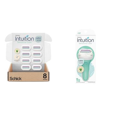 Schick Intuition Refill, Razor Blades with Organic Aloe for Women Sensitive Skin | 8 Count (Pack of 1) & uition Razors for Women with Sensitive Skin