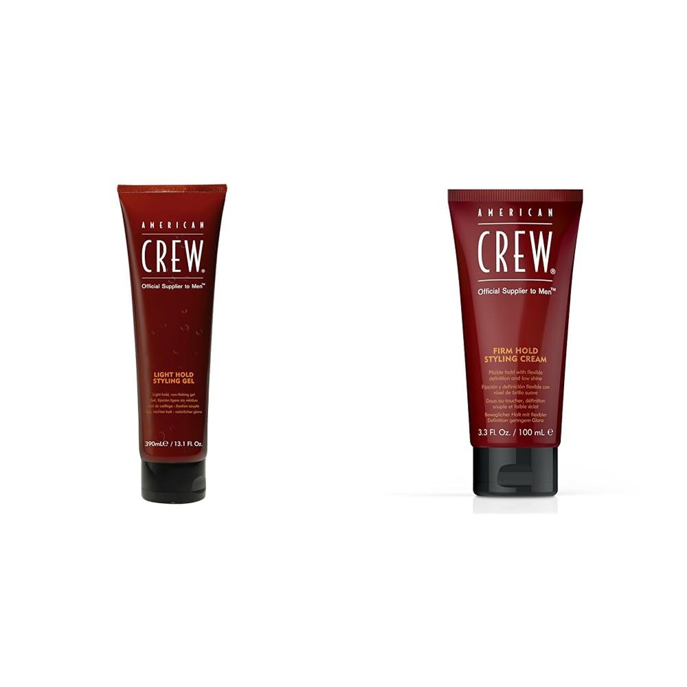 AMERICAN CREW Men's Hair Gel, Light Hold & Firm Hold, Non-Flaking Styling Gel, 13.1 & 3.3 Fl Oz