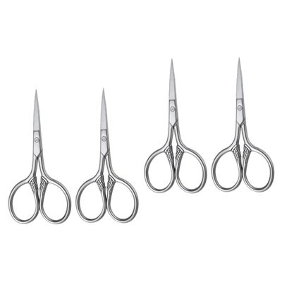 DOITOOL 2sets Stainless Steel Beard Scissors Mustache Trimming Shears Men's Facial Hair Cutters Silver Professional Beard Scissors for Barber Shops 2pcs*2