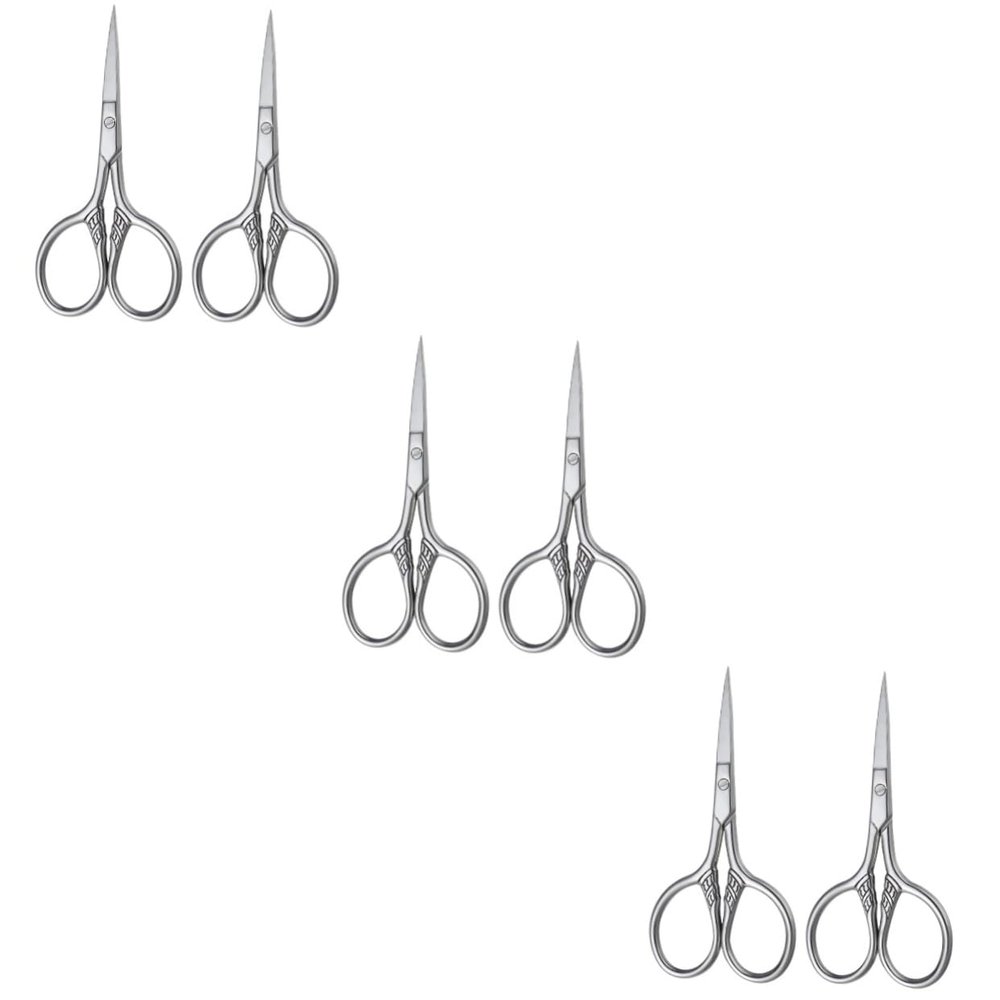 DOITOOL 6pcs Stainless Steel Beard Scissors for Men Precision Trimming Shears for Facial Hair Silver Design for Grooming Barbershops and Home Use