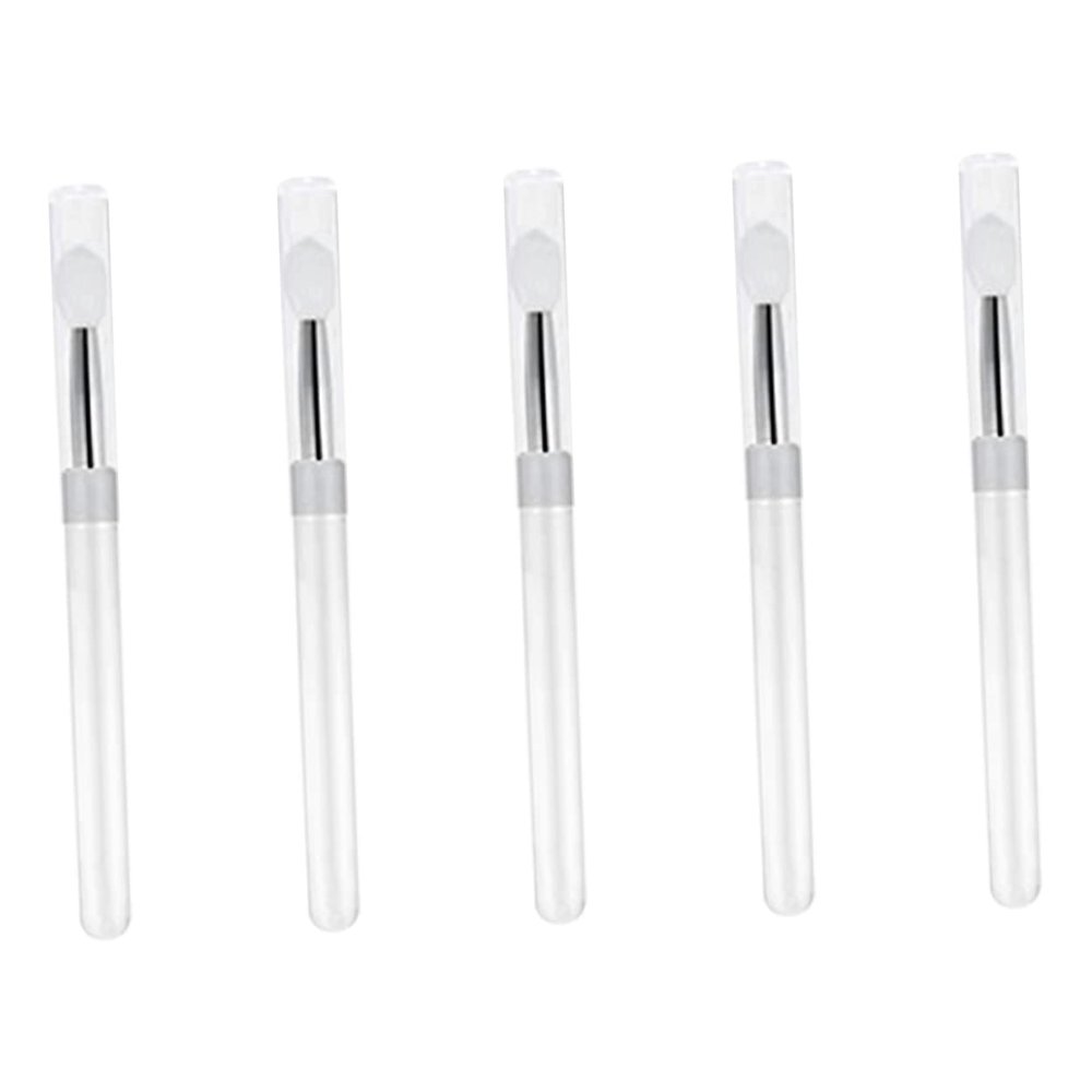 BIUDECO Compact 5pcs Silicone Lip Brush Set Travel-friendly Makeup Brush Eye Shadow Stick Lip Gloss Applicator Non-stick Brush