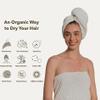 100% Organic Cotton Hair Drying Waffle Towel Wrap for Women | Absorbent & Quick Dry Head Turban for Wet Hair in Shower Sauna Spa, Extra Large for Long Straight Curly Plopping Button (White, 1 PACK) view 4
