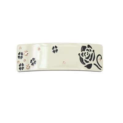 Faship Premium Rhinestone Crystal Beige Cellulose Acetate Rose Floral Art Deco Hair Claws Clips