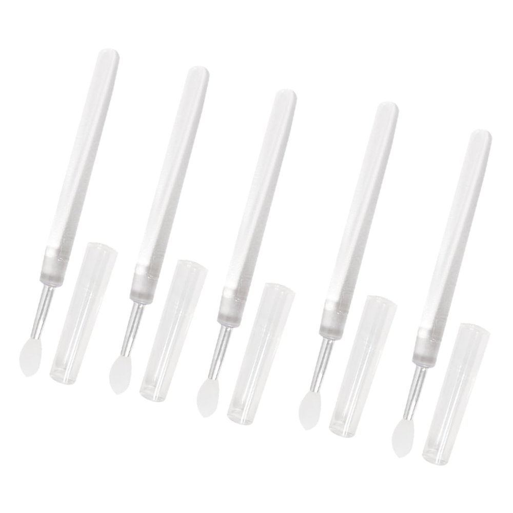 MERRYHAPY 5pcs Transparent Silicone Lip Brush Portable Makeup Applicator for Even Lip Color Skin-friendly Material for Women Easy to Carry and Clean