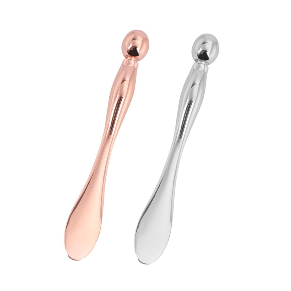 Beatifufu 2pcs Zinc Alloy Eye Cream Massage Rods Rose Gold Silver Eye Care Tool for Reducing Dark Circles Puffiness Wrinkles Durable Beauty Roller for Fatigue Relief