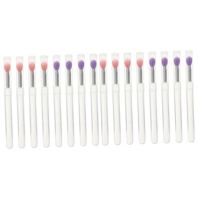 FRCOLOR 16pcs Lip Mask Applicators and Eyeshadow Brushes with Covers Transparent Handle Design for Effortless Lip and Eye Makeup Application