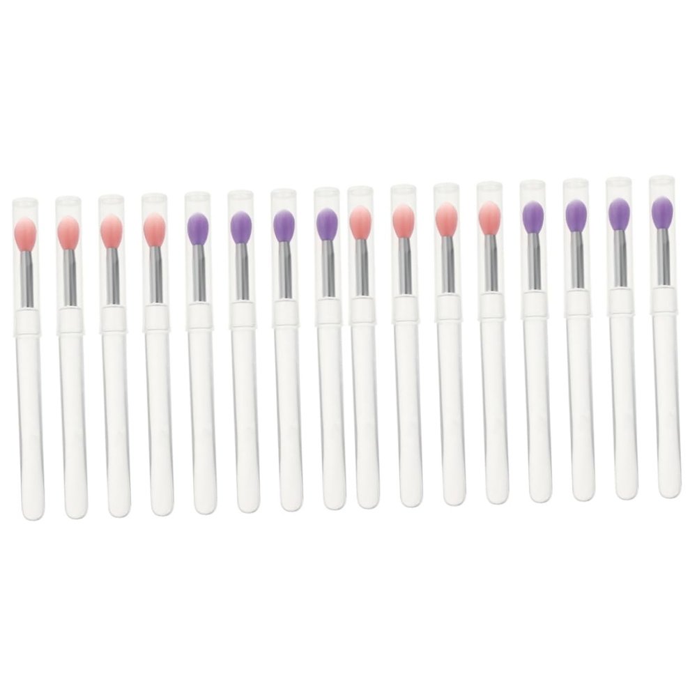 FRCOLOR 16pcs Lip Mask Applicators and Eyeshadow Brushes with Covers Transparent Handle Design for Effortless Lip and Eye Makeup Application