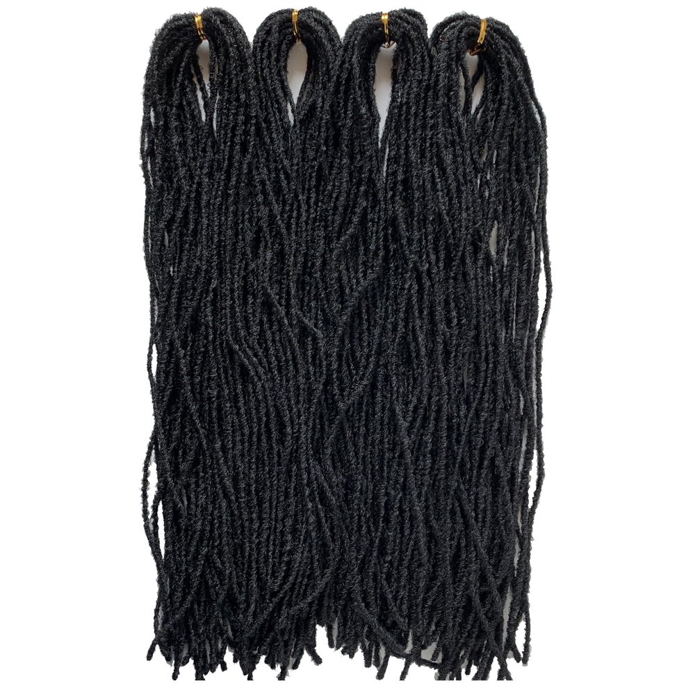 RAYIIS Fuax Locs Crochet Hair Super Lightweight Micro Locs 4 Pack Sister Locks Crochet Hair Synthetic braids Hair Extensions (#1, 18 inches)