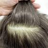 Mens Toupee Fine Mono With Poly Coating Around Hair System For Men Lace Natural Hairline Mens Hair Replacement System Durable Toupee For Men NPU Hairpiece7"x9"250# 2# Darkest Brown+50% gray view 3