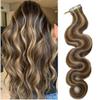 4P27 Tape In Human hair Extension Body Wave Chocolate Brown Highlight Caramel Blonde Skin Weft Real Hair Extensions Adhensive Tape In Haipiece 26inch 100g/40pcs view 1