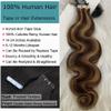 4P27 Tape In Human hair Extension Body Wave Chocolate Brown Highlight Caramel Blonde Skin Weft Real Hair Extensions Adhensive Tape In Haipiece 26inch 100g/40pcs view 3