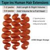 Kiss darling LASHES Raw Body Wave Tape in Human Hair Extensions 40pcs 100g #350 Ginger Orange Color Natural PU Skin Weft Invisible Seamless Reusable Tape in Hair Extensions 16inch view 3