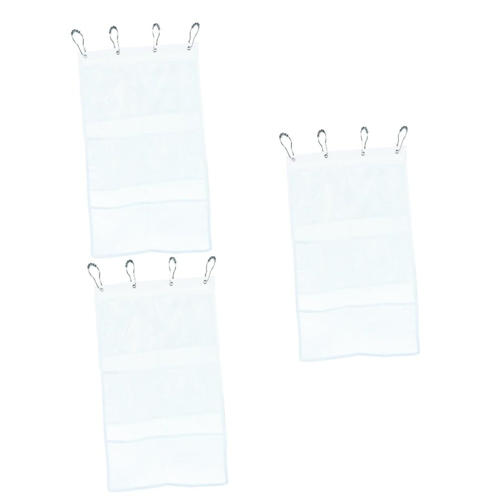 Amosfun 3pcs Hanging Bathroom Mesh Organizer Bag for Toiletries and Shower Accessories Easy to Install White Versatile Storage for Home Travel