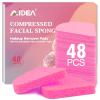 AIDEA 48Count Compressed Facial Sponges Pink, Disposable Face Sponges, 100% Natural Cellulose Cosmetic Spa Sponges for Facial Cleansing, Exfoliating, Makeup Remover Pads, Travel Essentials view 1