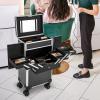 LENJKYYO Professional Makeup Artist Rolling Train Case, Multi-functional Cosmetic Train Case with Wheels, Large Trolley Storage Case, Cosmetology Case for Hair Stylists, Beauticians view 2