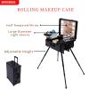 BFDIEEM Aluminum Trolley Makeup Train Case with LED Lights Professional Cosmetic Organizer Studio with Wheels and Stands Rolling Lighted Makeup Vanity Station for Travel view 3