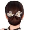 Floral Design Bun Maker for Long Hair - Easy Non-slip Twister with Roller, Wedding Hair Styling Tool for Women and Girls, gold view 1