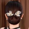 Floral Design Bun Maker for Long Hair - Easy Non-slip Twister with Roller, Wedding Hair Styling Tool for Women and Girls, gold view 2