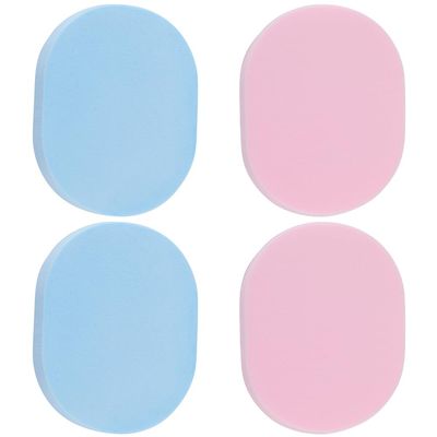 GORGECRAFT 4Pcs 2 Colors Facial Cleansing Sponge Oval Reusable Face Washing Sponge Pink Blue Makeup Remover Sponge Pads for Face Daily Cleansing Gentle Exfoliating Makeup Removal Beauty Tool