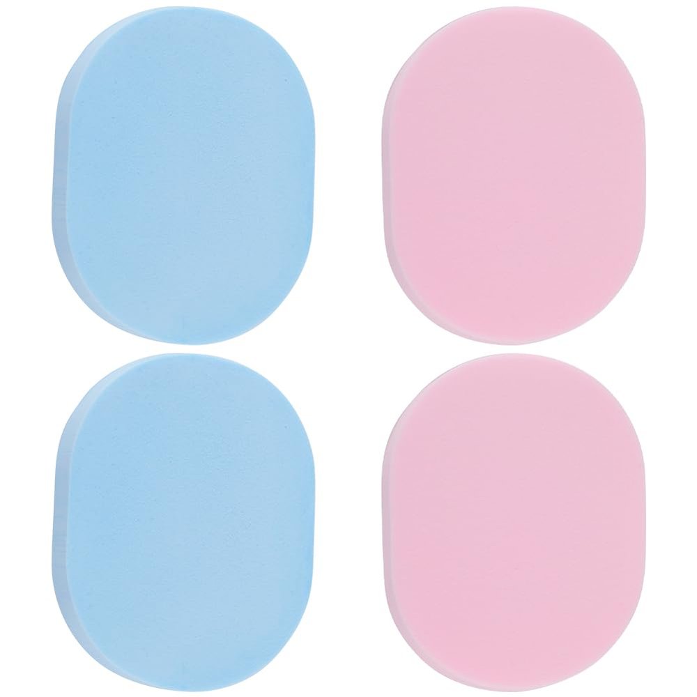 GORGECRAFT 4Pcs 2 Colors Facial Cleansing Sponge Oval Reusable Face Washing Sponge Pink Blue Makeup Remover Sponge Pads for Face Daily Cleansing Gentle Exfoliating Makeup Removal Beauty Tool