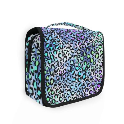 Ksajwzf Hanging Travel Toiletry Bag Gradient Leopard Bright for Women Men Girls, Animal Skin Waterproof Makeup Cosmetic Wash Organizer Bag for Travel Essentials