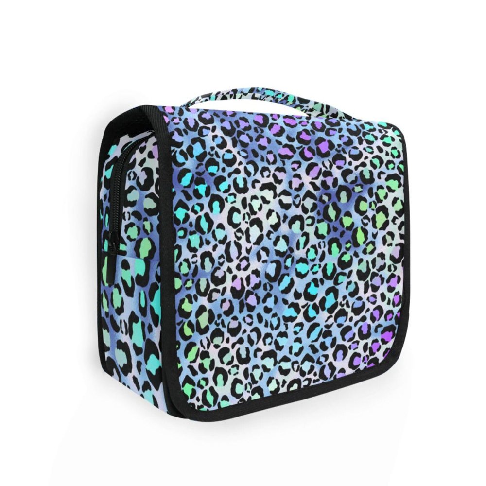 Ksajwzf Hanging Travel Toiletry Bag Gradient Leopard Bright for Women Men Girls, Animal Skin Waterproof Makeup Cosmetic Wash Organizer Bag for Travel Essentials