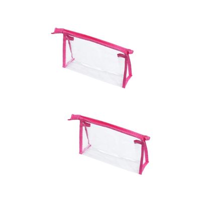 CALLARON 2pcs Portable Makeup Bag Toiletries Organizer for Travel Compact Cosmetic Case for Trips and Camping Rose Red