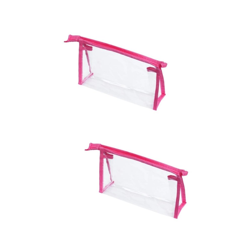 CALLARON 2pcs Portable Makeup Bag Toiletries Organizer for Travel Compact Cosmetic Case for Trips and Camping Rose Red
