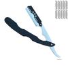 Black Silver Barber Staright Edge Salon Hair Cut Razor 100% Stainless Steel with 10 Blades by "FLAME STAR" view 1