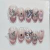 Handmade Nail Wearing Gradual Cat Eye Pink Long False Nails with Butterfly Ties - Nail Enhancement reusable (Size : M) view 1