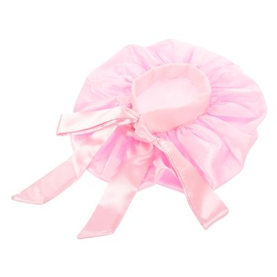 NOLITOY Women Extra Large Satin Shower Cap Bow Reusable Elastic Bathing Hat for Hair Types Stylish Hair for Curly and Braids