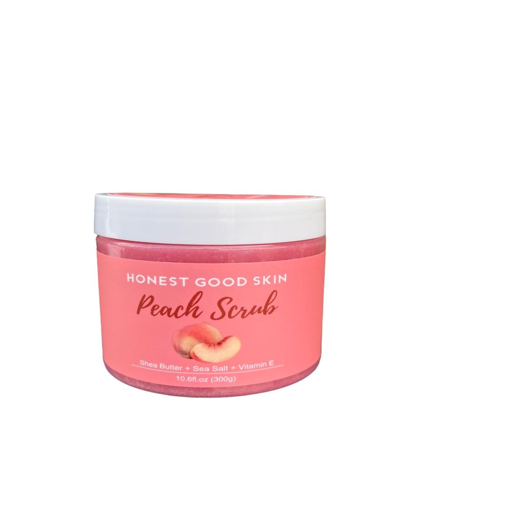 Honest Good Skin Sea Salt Scrub, 10oz Shea Butter Body Scrub, Exfoliating, Dead Skin Removal (Peach)