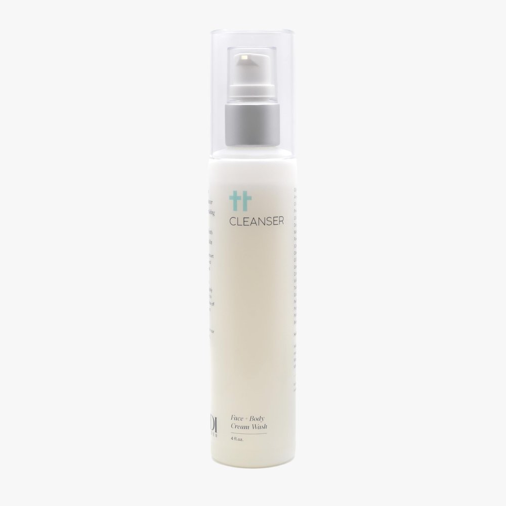 Cleanser, Face + Body Wash: All-natural, sensitive skin nourishing cream wash with zero residue