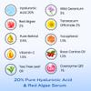 20% Pure Hyaluronic Acid + Red Algae Serum  Anti-Aging, Hydrating, Collagen Boost  Retinol, Vitamin C, CoQ10, Tea Tree Oil  Brightening, UV Protection  For All Skin Types. 30 mL / 1 fl. Oz view 3