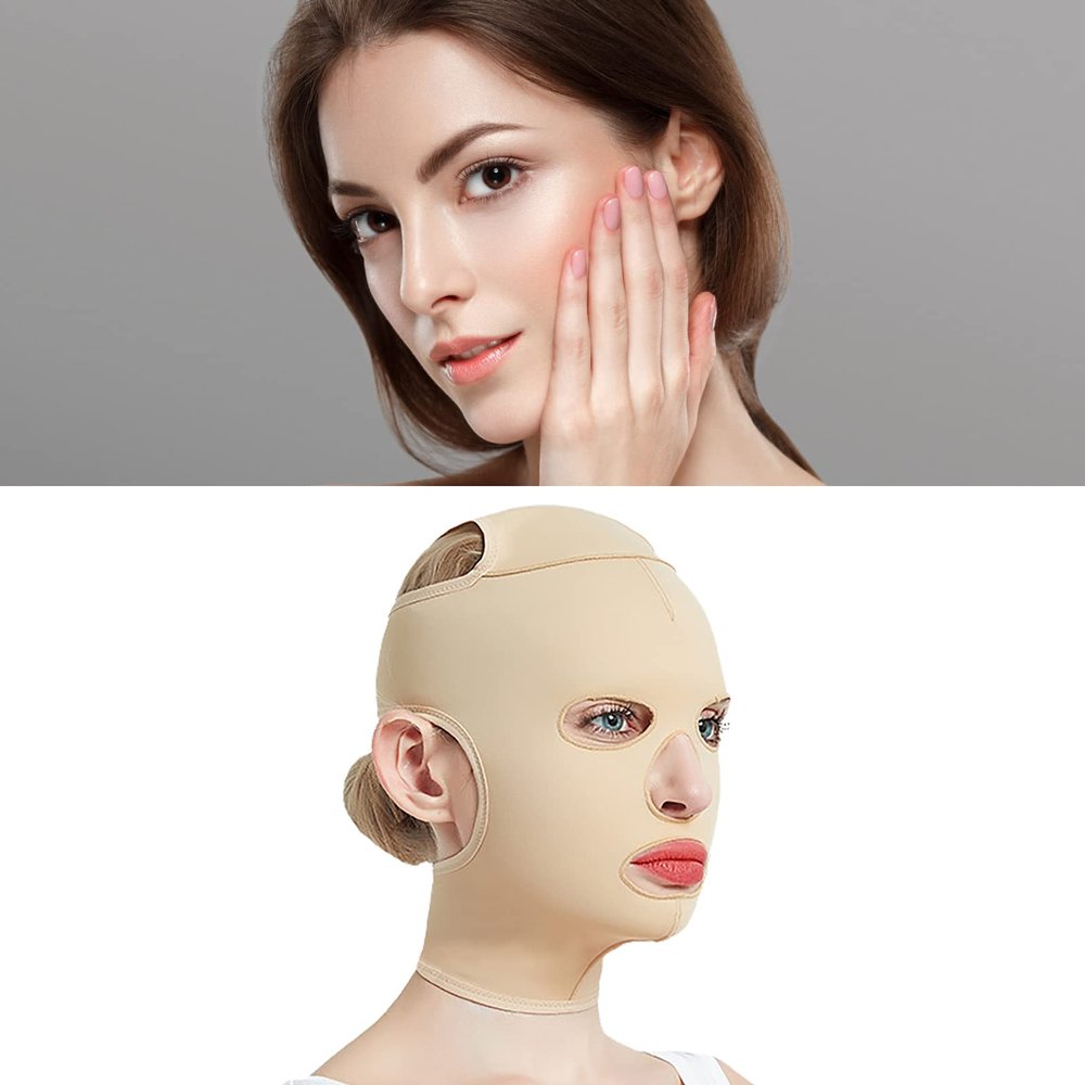 V Line Cheek Chin Slimming Belt, Massage Shaper, Reusable Breathable Full Face Strap for Shaping, Skin Lifting (XL)