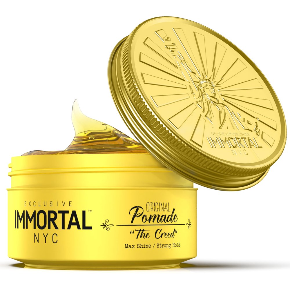 Immortal NYC The Creed Hair Pomade - Strong Hold, Max Shine, All Natural Water-Based Pomade for Men, No Residue, All Hair Types