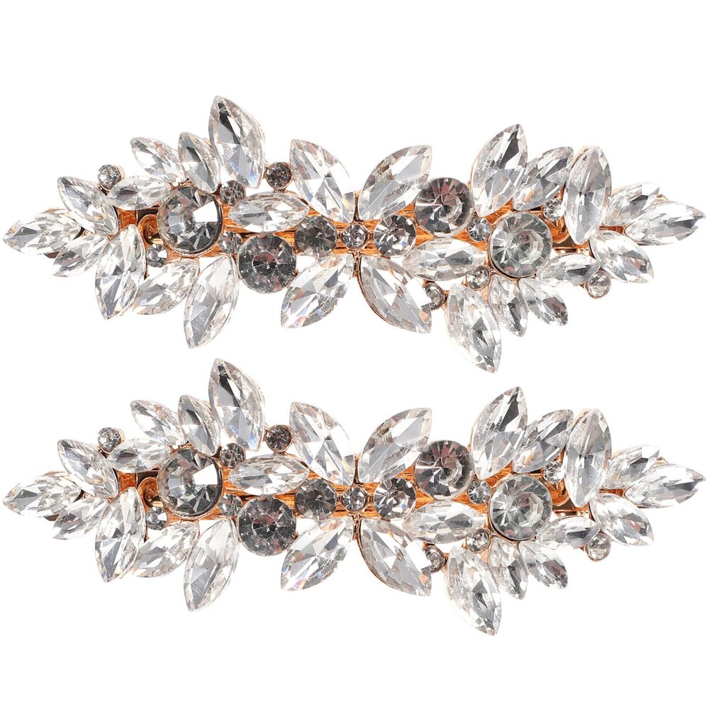 POPETPOP 2pcs Rhinestone Hair Clips for Women Elegant Hair Barrettes Sparkling Decoration for Weddings and Formal Events